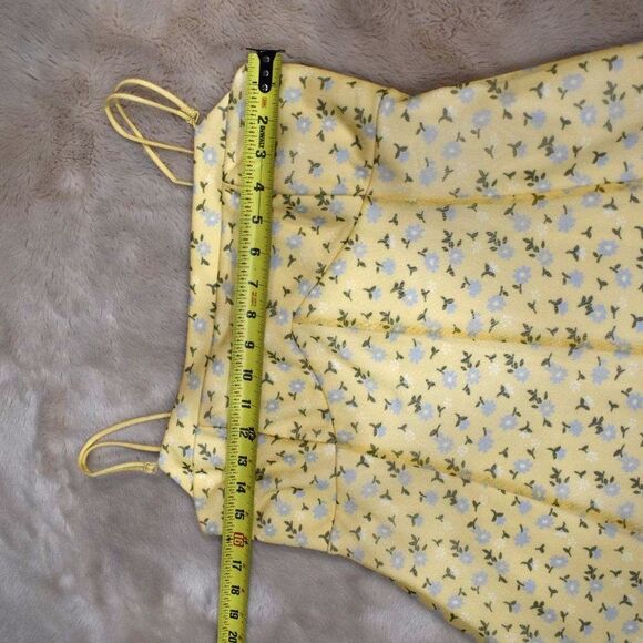 Urban Outfitters Yellow Floral Strappy Sundress Size Large Cottagecore Mini - Picture 6 of 16